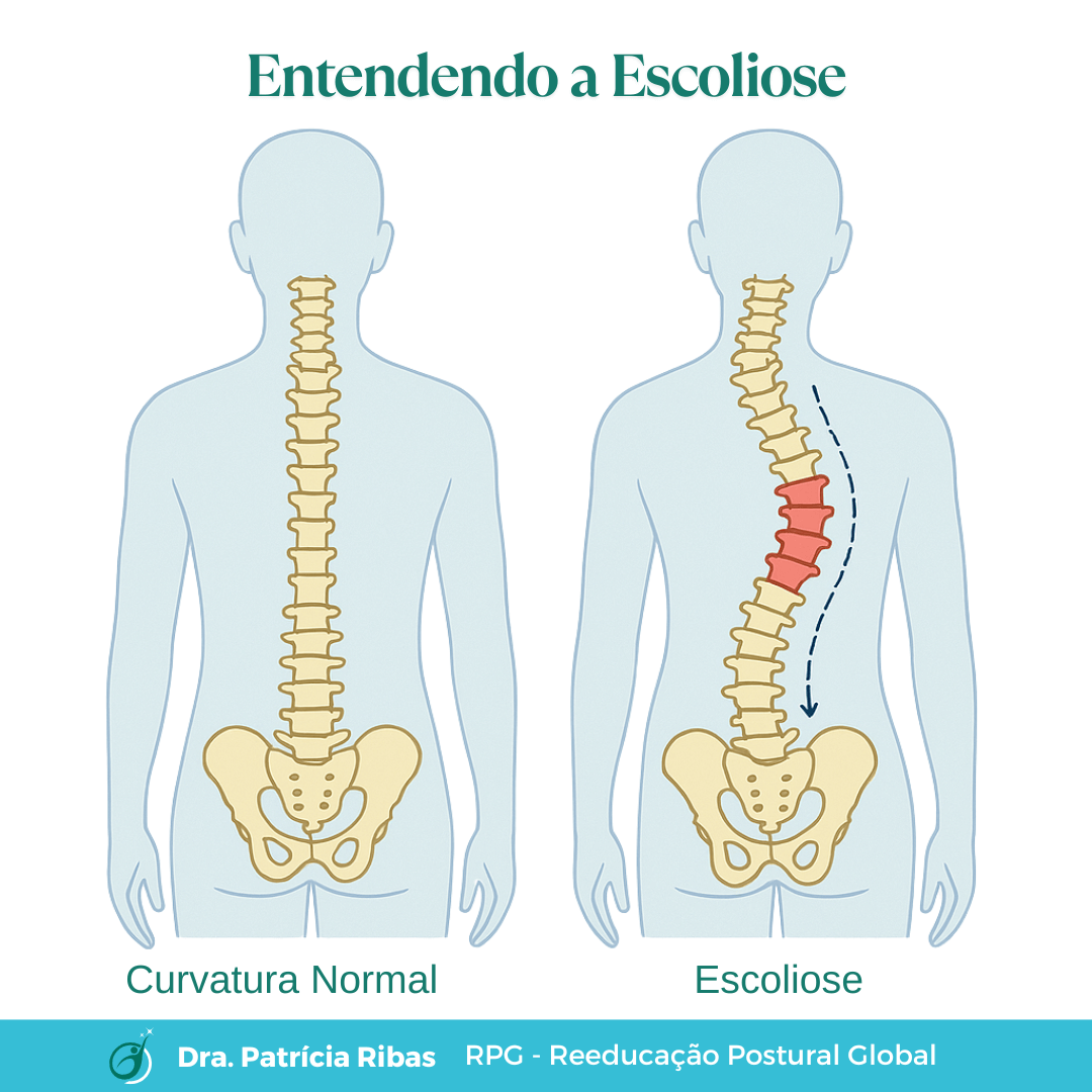 Representação visual simplificada de escoliose
